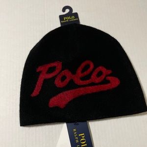Nwt Polo Ralph Lauren Black Script 1967 Beanie